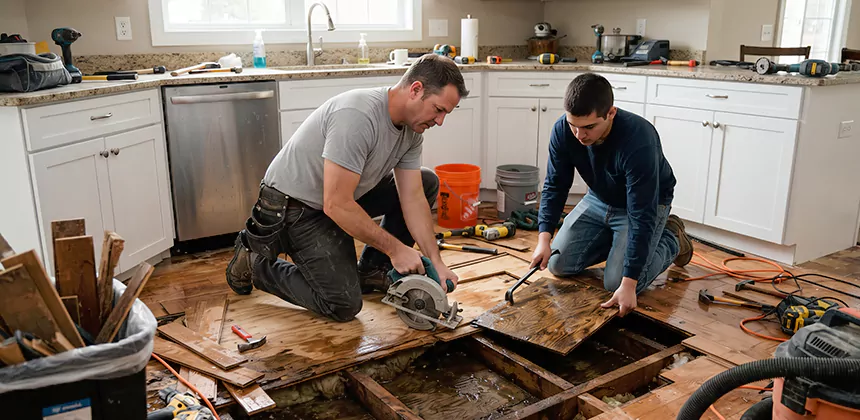 Kitchen Floor Water Damage Repair in Temecula